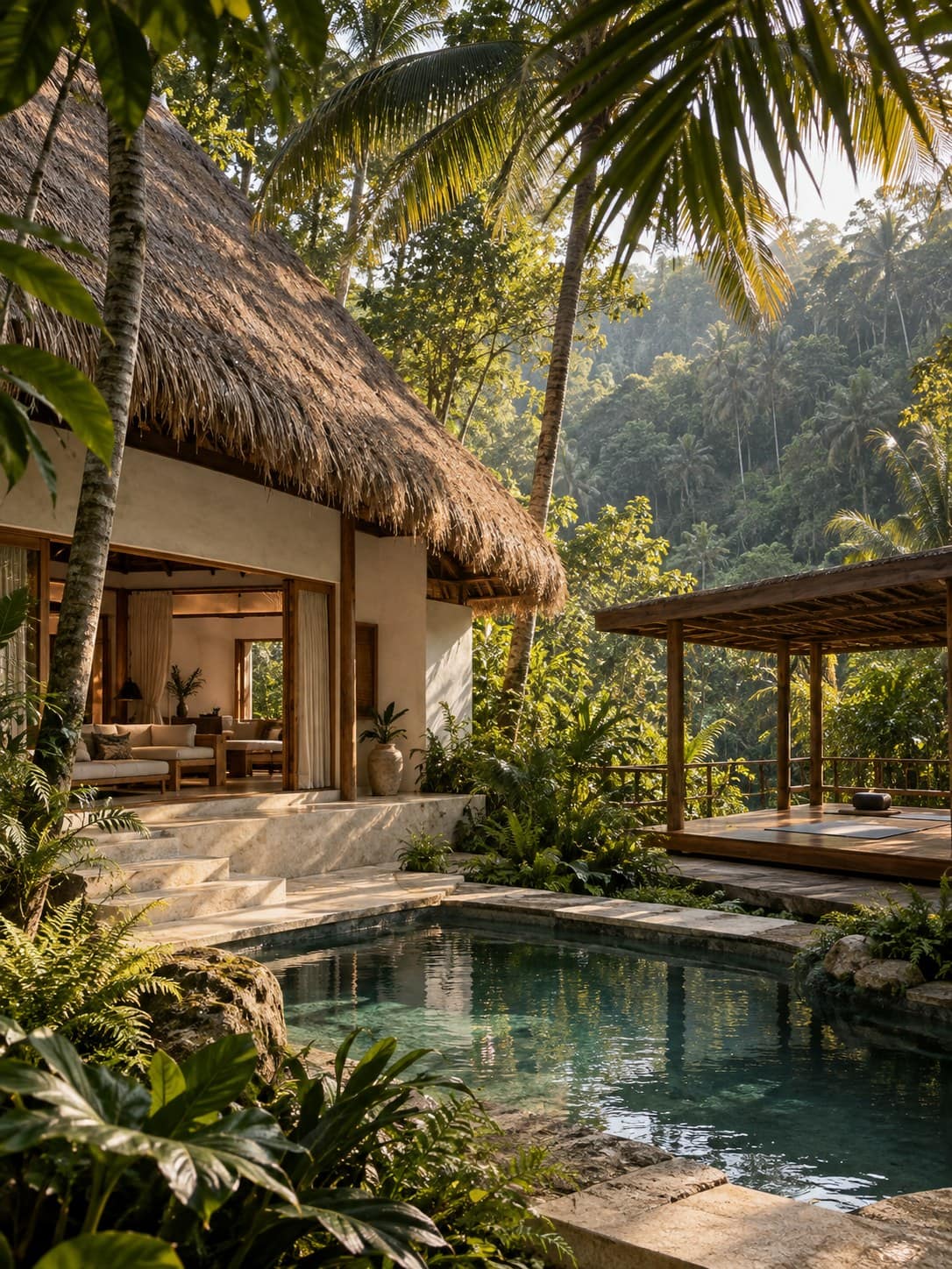 Alang Alang House: a thatched jungle villa with a stone plunge pool and a yoga shala